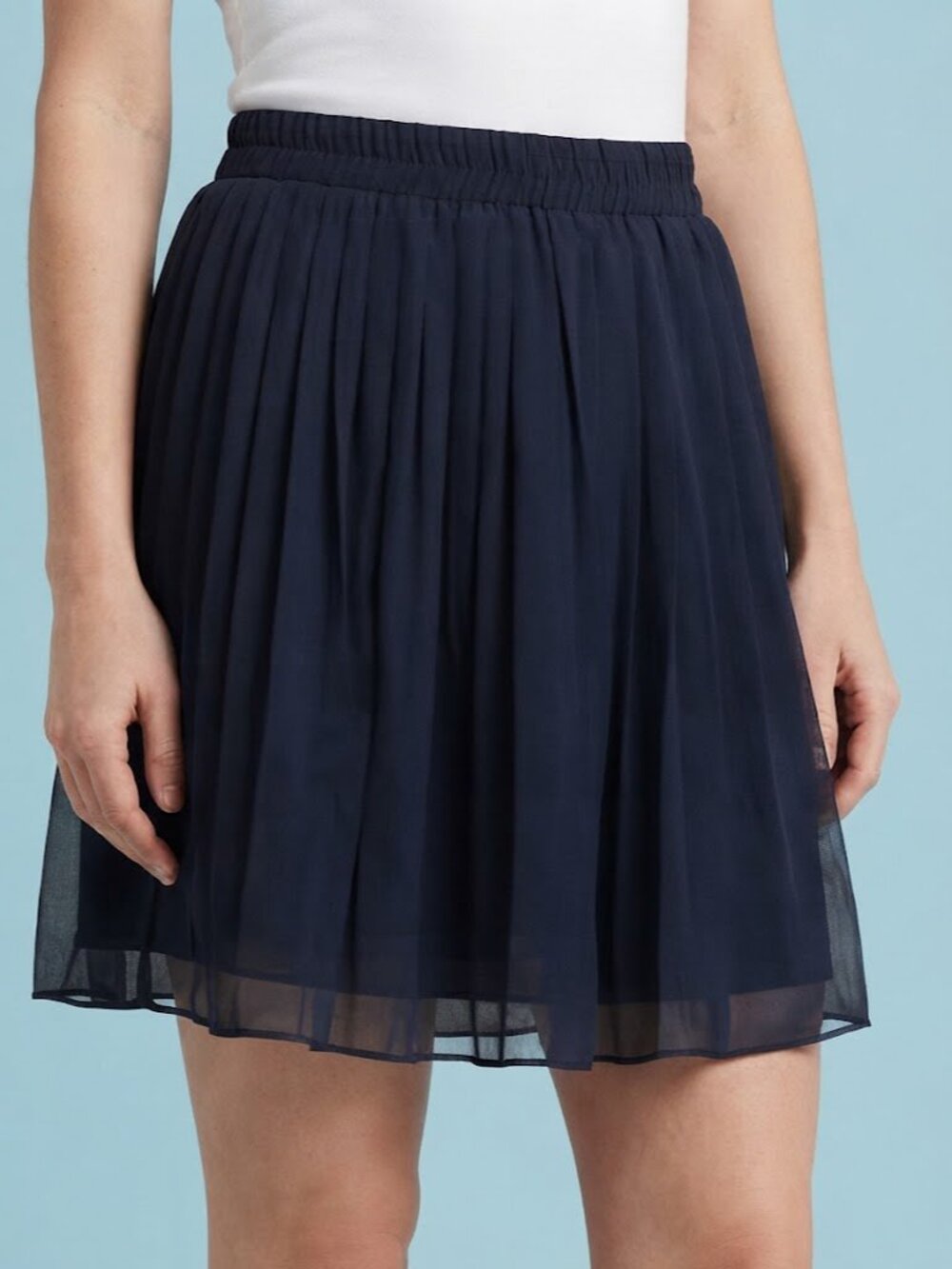 Vintage Black Chiffon Pleated Mini Skirt